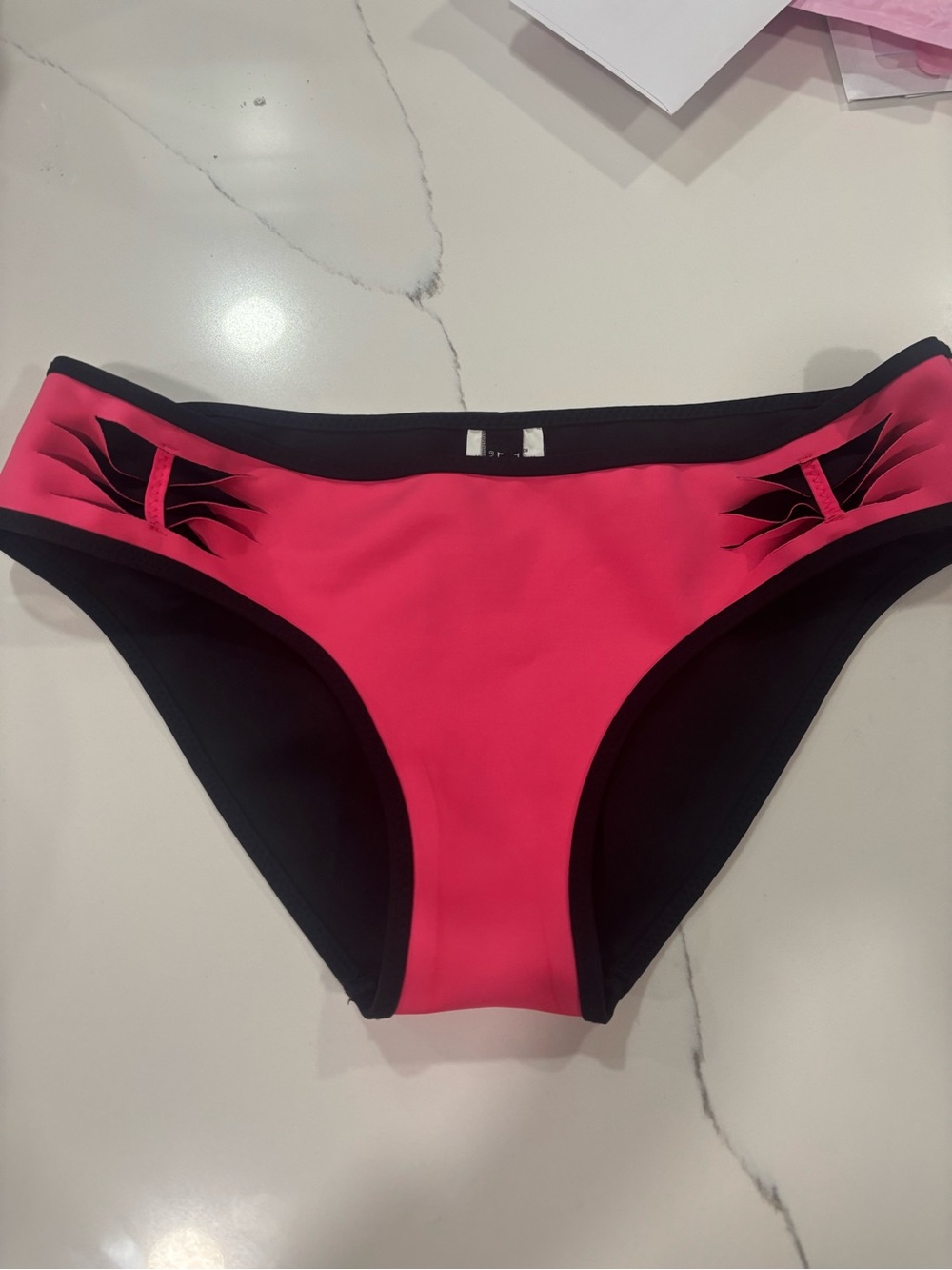 BECCA Hot Pink Bikini Bottom with Black Trim